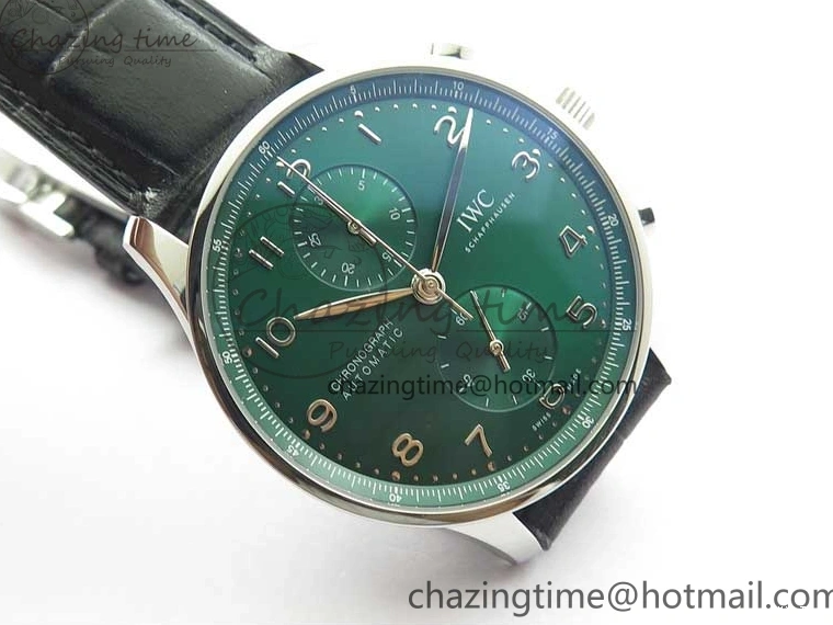 MIROTIME 0421 Elegant Portuguese IW371615 ZF 1:1 Best Edition SS Green Dial on Black Leather Strap A96355 V 7081